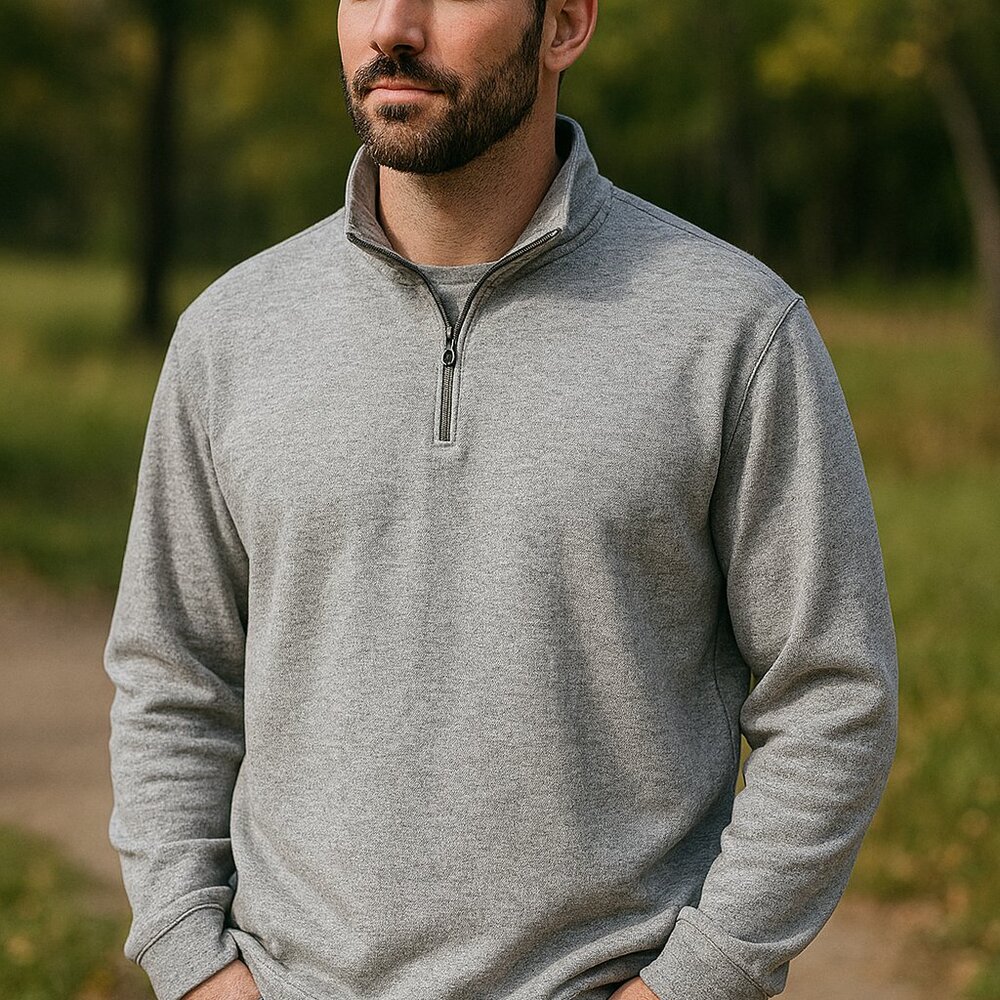 Joseph Abboud Mens Quarter Zip Pullover XL Gray Long Sleeve Mock Neck Sweater